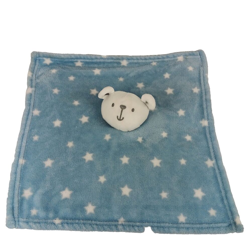 Primark Baby White Bear Blue White Stars Lovey Security Blanket Plush 12.5" Soft